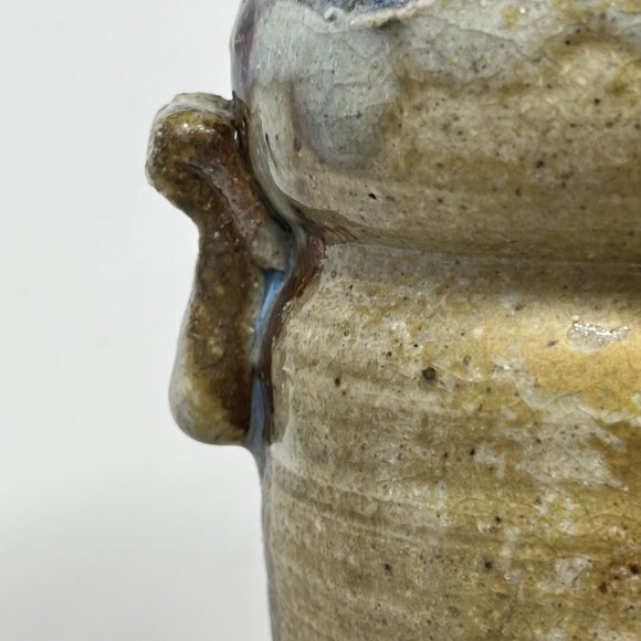 Ironstone Vase Hand Thrown Pottery Double Handle Unmarked 10.25" Tall - Picture 8 of 16